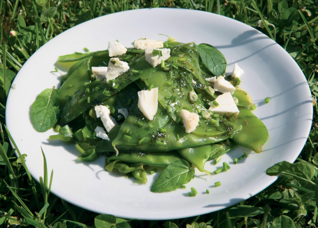 Recette Pois gourmands au pesto de menthe poivrée